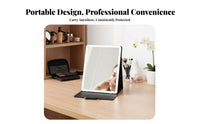 illuminated Tri-Fold Lighted Mirror Foldable Design grooming Tool Portable with Handle individual Care Item tap Control for Makeup Artists, Travelers, Teen Girls, on-site, Dressing Table, Bedroom, Bathroom
