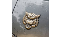 Antique Gold Tiger Face Car Emblem 3D Tiger Head Emblem Long-Lasting Hardware Thick for Bikers