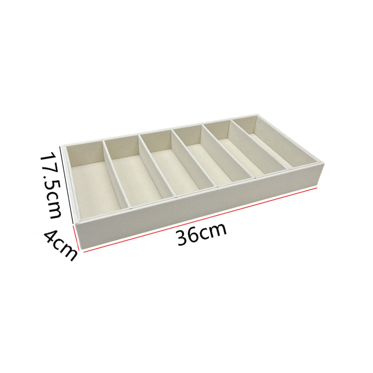 6-Compartment Jewelry Organizer Tray Flocked Jewelry Tray with Compartments Divided Drawer Insert Rectangular for Women, Collectors, Dresser, Vanity, Boutique