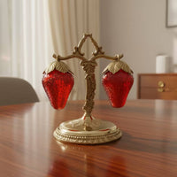 Vintage-Style Strawberry Condiment Set Antique-Look Condiment Stand with Bottles Textured Glass Tableware for Dining Table