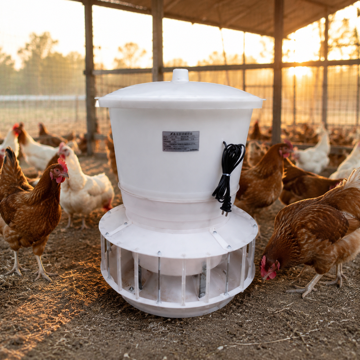 Automatic Chicken Feeder, Metal Poultry Feeder for Backyard Hens, No Waste Chicken Feeders and Drinkers