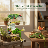 Creative Reclining Frog Garden Decor Figurine for Patio Balcony Home Decoration
