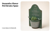 Metal Hanging Planter Embossed Lettering Wall Flower Basket Arched Top Decorative Plant Holder