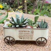 Rectangular Vintage Planter Cart Rounded Corners Distressed Planter Cart Indoor Outdoor Use