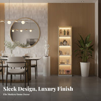 Glass Door Display Cabinet Light Upscale Design Glass Door Display Cabinet Dust-Resistant Freestanding Display Case for Collectors