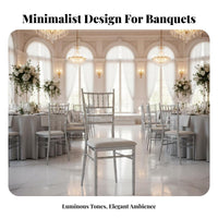 Bamboodesign Frame Silver Chiavari Chair Electroplated Finish Banquet Seating Elegant Design Event Furniture long-lasting Construction for Restaurant Owners, Hotel Managers, Rental Companies, Banquets, Weddings, Wedding Reception, Special Events
