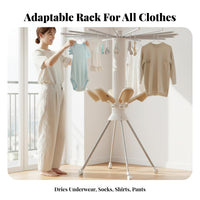 Wheeled Folding Clothes Airer Foldable Garment Stand Collapsible Design