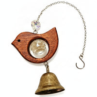 Wooden Crystal Bird Wind Chime Outdoor Ornament Gentle Tone