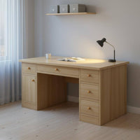 Minimalist Design Computer Desk with Drawers Spacious Desktop Home Office Writing Desk Sturdy Construction Study Table with Storage Thickened Tabletop for Students, Bedroom