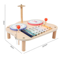 Child-Centered Inspired Wooden Music Station Early Education Xylophone Drum Cymbal Toy Natural Wood Toddler Music Station Educational for Toddlers, Preschoolers