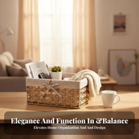 Woven Rectangular Container adaptable WovenDesign Aesthetic Container With Handles