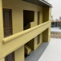 Two-Story Model Railway Building Realistic Railway Building with Gable Roof Pre-Printed Miniature Station Structure Static for Hobbyists