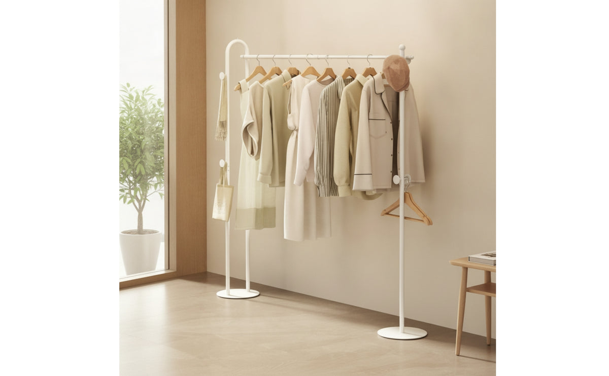 Foldable Clothes Rack Freestanding Telescopic Clothes Rack Floor-Standing Hanging Frame for Bedroom, Entryway, Laundry Room