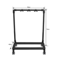 On Wheels Rolling Guitar Rack Locking Casters Multiple Guitar Stand Space Saving Musical Instrument Accessory Foldable for Musicians