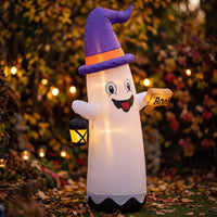 Inflatable Inflatable Ghost with Witch Hat Outdoor Inflatable Ghost Weather-Resistant Yard Decoration Spooky for Homeowners, Families, Lawn, Porch