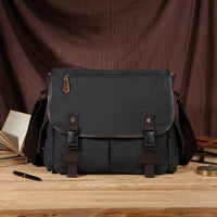 Laptop Bag and Travel Bag with Shoulder Strap, Large Capacity Student Bag with Polyester Lining, Crossbody Bag Men with Flap Buckle, Bag Men
