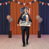 Halloween Party Uncle Patriotic Figure Poster Costume Funny Uncle Patriotic Figure Costume Stage Performance Patriotic Cosplay Outfit Red White Blue for Adults, Kids, Performance