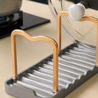 Space Aluminum Pot Lid Holder, Double-Sided Kitchen Utensil Holder for Countertop, Space-Saving Pot Lid Organizer, 12.5x13.9x18.5cm