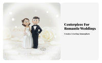 Bride and Groom Cake Topper European Design Cartoon Wedding Couple Doll Romantic Design Bride and Groom Statue for Anniversary, Desktop, Car Dashboard