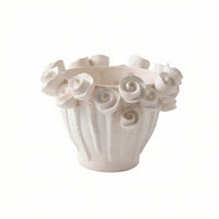 Vase with Floral Relief Asymmetrical Sculptural Vase Matte for Living Room