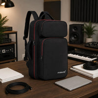 Large Capacity Effects Processor Case Thickened Electronic Drum Bag Multiple Pockets Padded Synth Backpack Dual Carry for Stage, Travel, Rehearsal