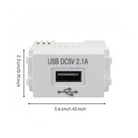 2.1A USB Wall Outlet Module Compact USB-A Charging Port Module White Electrical Accessory