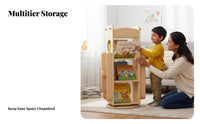 360-Degree Rotation Rotating Book Shelf Solid Wood Construction Revolving Book Shelf Space-Saving Design Bookshelf Large Capacity for Children, Students, Playroom, Living Room, Small Areas, Apartment