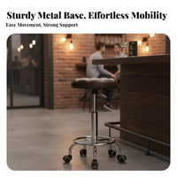 Rolling Base Adjustable Swivel Stool with Wheels Padded Seat Adjustable Drafting Stool with Casters Modern Design Bar Chair Heavy Duty for Hair Stylists, Receptionists, Reception Desk, Counter Height, Medical Facility, Kitchen