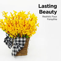 Woven Basket Front Door Wreath, Summer Wreath Front Door, Artificial Forsythia Wreath Front Door, Door Wreath Hanging Spring