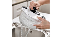 Hand-Crank Salad Dryer Manual Lettuce Dryer Low-Height Salad Dryer with Strainer Transparent for Kitchen Prep, Countertop