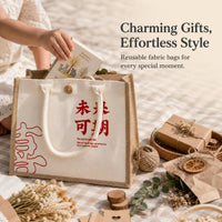 Linen Canvas Tote Bag with Handle for Gifts and DIY Crafts