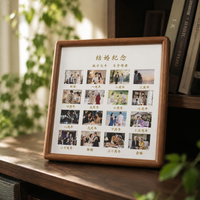 Personalised Wedding Anniversary Photo Frame, Handmade Wooden Photo Frame with Glass Cover, Custom Engraved Gift for Couples, Wall Mount Display