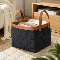 Pet Toy Basket, Felt Storage Basket Grey with Handles, Rectangular 39x30x28cm for Living Room, Firewood & Yarn