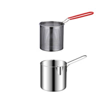 2 Pieces Versatile Deep Frying Pot with Basket Dishwasher Safe Deep Fryer Pot with Basket Ergonomic Stainless Steel Fryer with Strainer Compact for Stovetop Cooking
