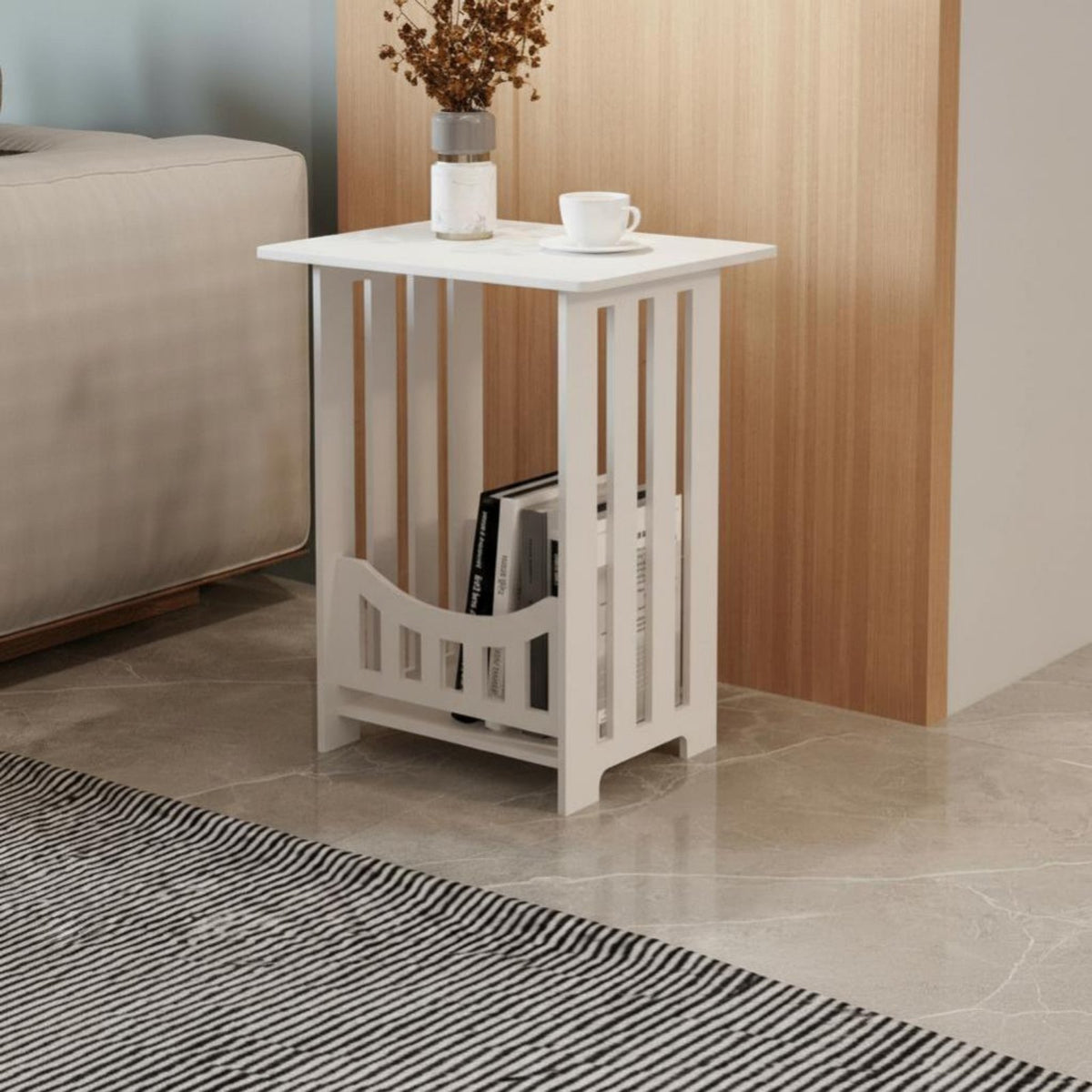 Space-Saving double-decker Square sidetable Table Multi-Functional 2-Tier sidetable Table Multifunctional Water Dispenser Stand Modern Design for Apartment Dwellers, residents, Students, Small areas, Living Room, Bedroom, Office