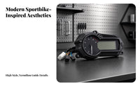 Aftermarket Motorcycle Speedometer Tachometer Analog Style Motorcycle Gauge Cluster Red Needle LCD Dashboard Gauge Black Housing