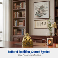 Brass Four Divine Beasts Decor, Copper Desktop Ornament, Chinese Style, Living Room, Office, Auspicious Gift