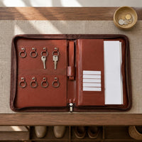 Rounded Corners Zippered Document Folder Leather-Like Finish Hard-Sided Document Organizer Structured Zippered File Case Multi-Pocket for Office