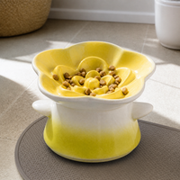 Ceramic Flower Pet Bowl Elevated Slow Feeder for Cats and Dogs Anti-Vomit Anti-Choke