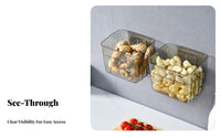 Ginger Garlic Storage Container PET Material Wall Wall-Mounted Organizer Box Drill Installation Transparent Hanging Container for Pantry, Cabinet