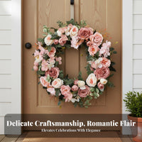 Artificial Silk Flower Peony Wreath Realistic Look Season Summer Floral Wreath Wall Decoration Lifelike Appearance Handmade