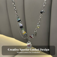 Niche Design Ghost Charm Mixeddesign Chain Halloween Themed Short Beaded Necklace for All Genders Neckwear Statement Piece for Women, Adults, Teenagers, Parties, Daily Wear, Festivals, Casual Outings