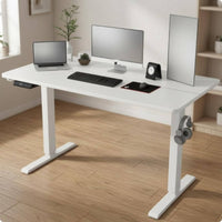 Single Motor Electric Standing Desk Rectangular Tabletop Height Adjustable Desk T-Shaped Feet Office Furniture Side Control Panel