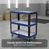 Multi-Functional 3-Tier Tool Cart Locking Casters Rolling Mechanic Trolley Lockable Wheels Rolling Mechanic Cart Large Capacity for Mechanics, Technicians, DIY Enthusiasts, Auto Repair Shop, Industrial Settings, Warehouse