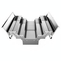 Lockable 3-Tier Folding Tool Chest Heavy-Duty Stainless Steel Tool Box Rust-Proof Portable Hardware Organizer Multi-Layer Storage for Mechanics, Electricians, Garage, Workshop, Job Site