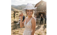 Rhinestone Bride Hat with Rhinestones Western-Style Cowgirl Hat with Fringe Glittering Bridal for Bachelorette, Hen Party