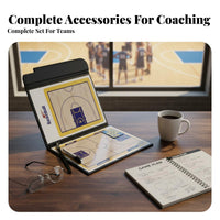 Portable Attachable Soccer Board Double-Sided Foldable Basketball Strategy Clipboard Zippered Case for Practice Sessions, Game Day