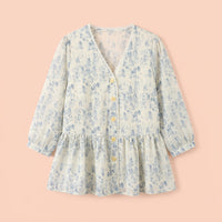 Tops for Women UK Sheer Fabric Blouse with Bell Sleeves for Summer, Ladies Blouses in Loose Fit Polyester to Hide Belly