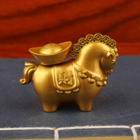 Prosperity Symbol Horse with Gold Ingot Ornament Rotating Feature Wealth Horse Figurine Detailed Craftsmanship for Desk, Office, Entryway