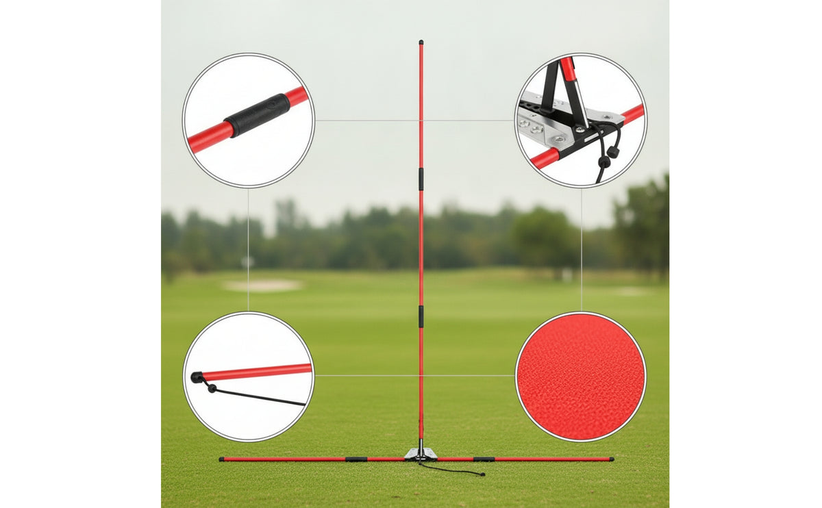 Alignment Golf Swing Training Aid Adjustable Golf Swing Guide with Rods Instant Feedback Equipment Muscle Memory for Golfers, Beginners, Practice Mat